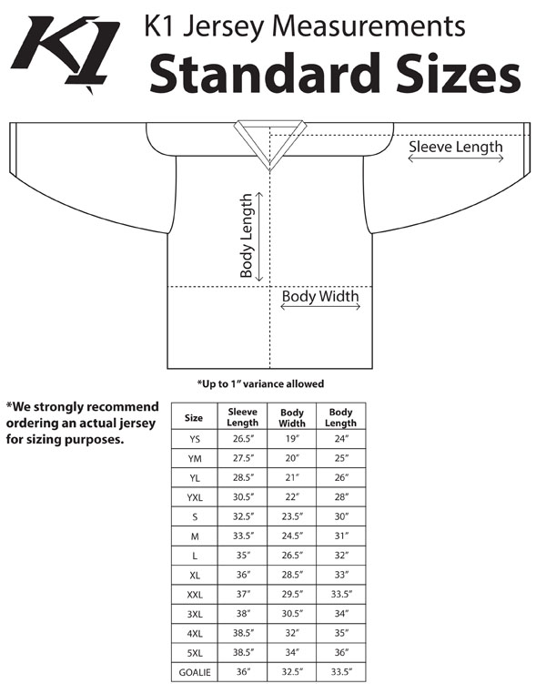 jersey size chart